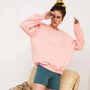 NWT For Love & Lemons Alex Peach Pullover Sweatshirt M Winter Pink Floral